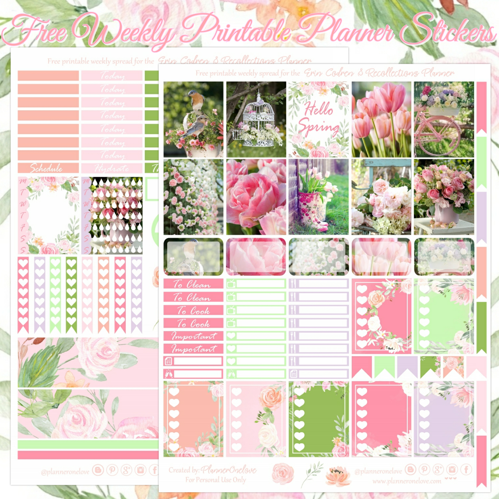 Free Hello Spring Printable Planner Stickers For The Erin Condren - Printable Erin Condren Stickers Free