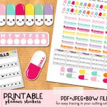 Free Kawaii Pills Planner Stickers   Printable And Cut Files   Free Printable Kawaii Stickers