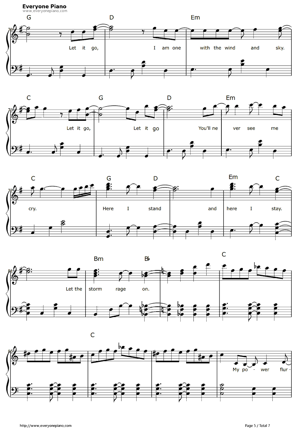 Free Let It Go Easy Version-Frozen Theme Sheet Music Preview 5 - Frozen Piano Sheet Music Free Printable
