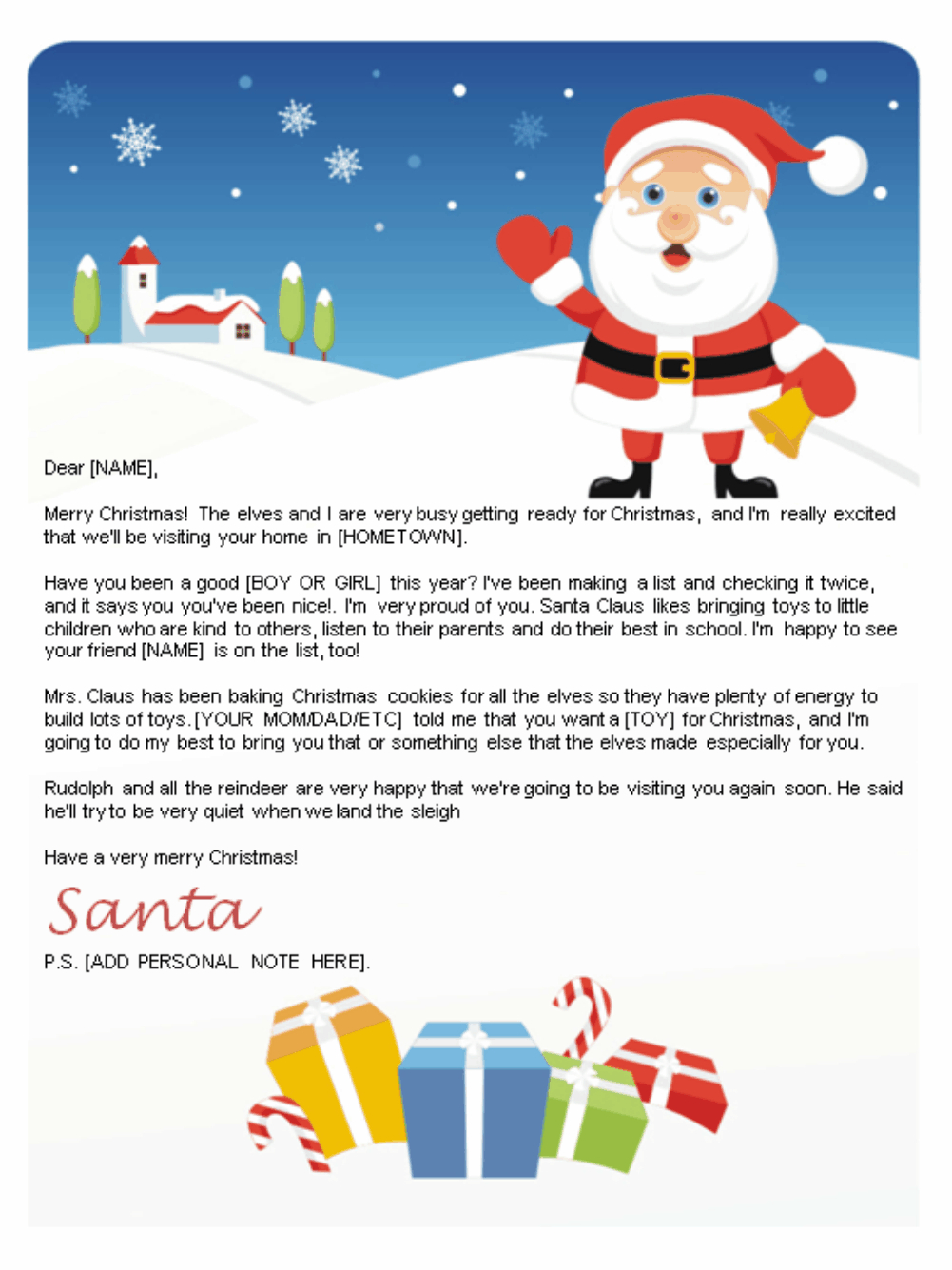 Free Letters From Santa | Santa Letters To Print At Home - Gifts - Free Printable Letter From Santa Template