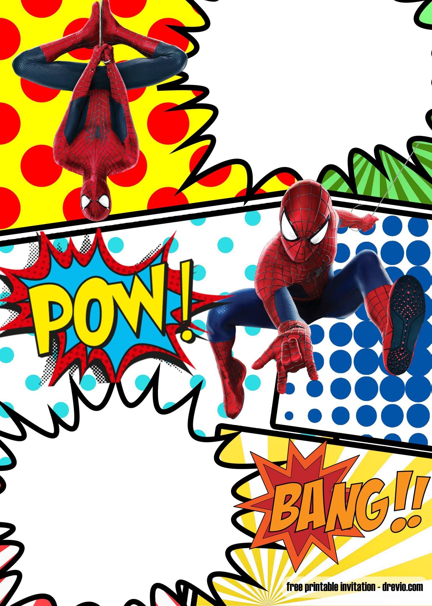 Free Marvel Spiderman Comic Style Invitation Template | Partying - Free Printable Superhero Birthday Invitation Templates