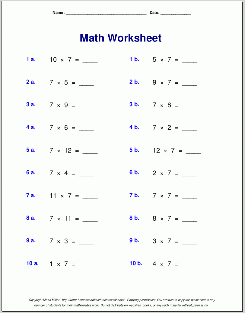 Free Math Worksheets - Free Homeschool Printable Worksheets