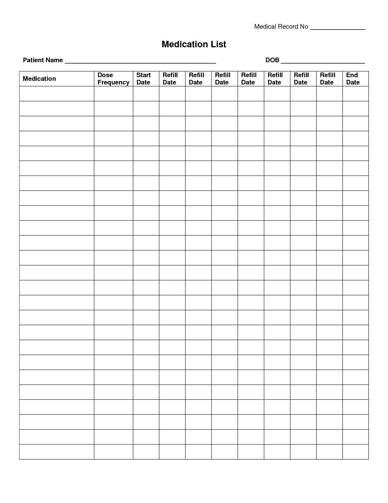 Free Medication Administration Record Template Excel - Yahoo Image - Free Printable Medication List