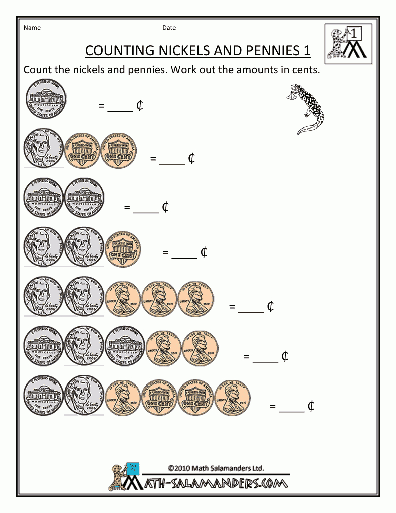 Free Money Counting Printable Worksheets - Kindergarten, 1St Grade - Free Printable Money Worksheets For 1St Grade