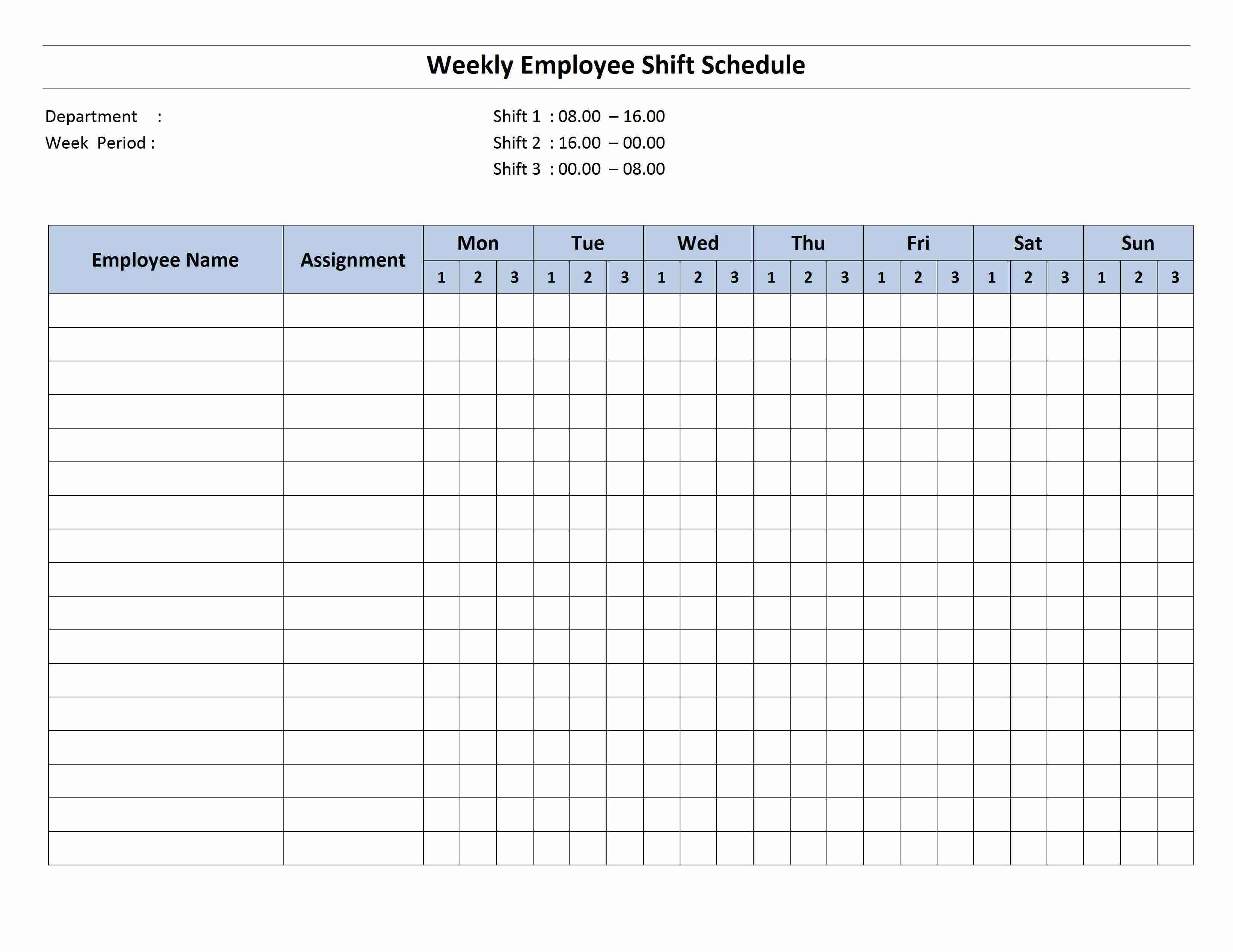 Blank Work Schedule Template Monthly