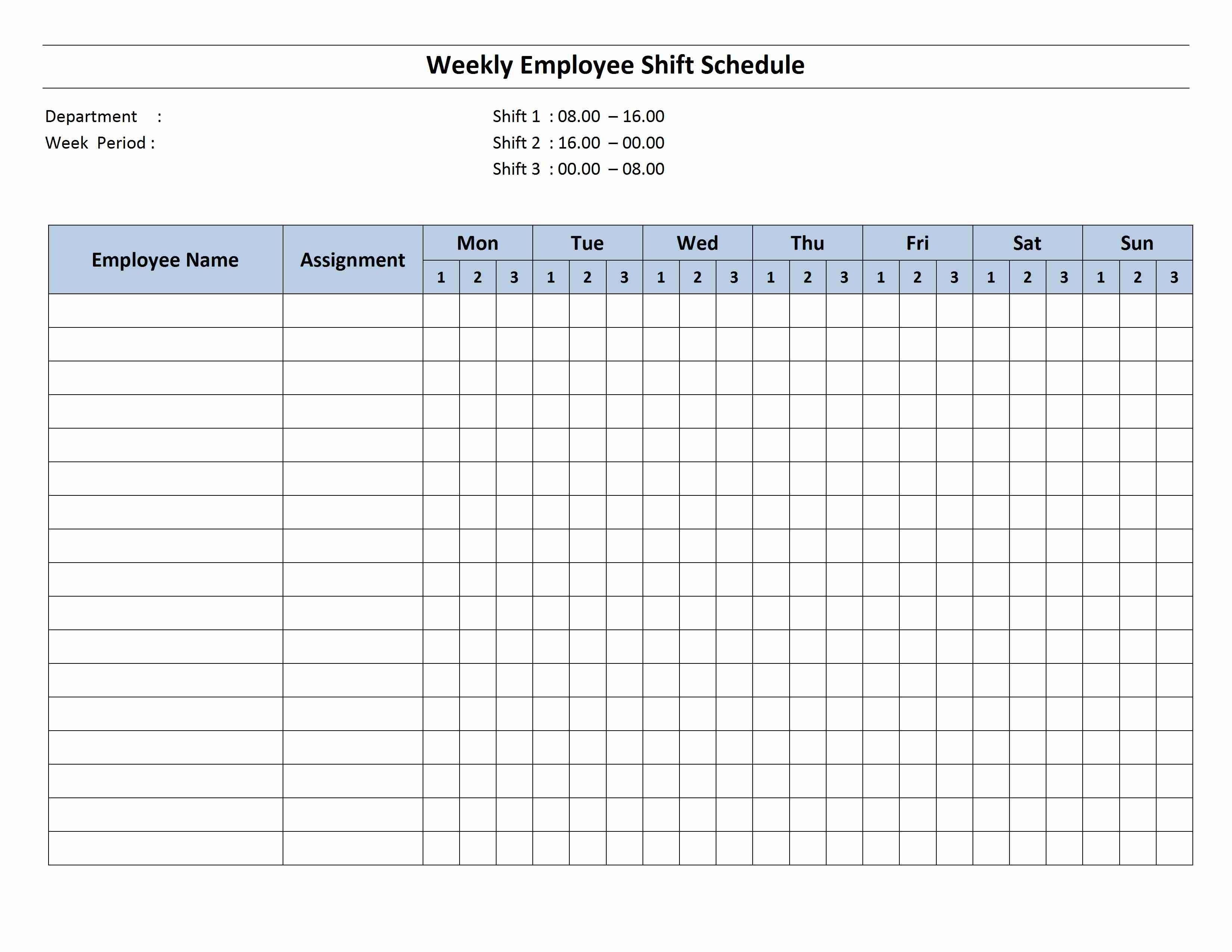 Printable Work Schedule Template Transportbezy