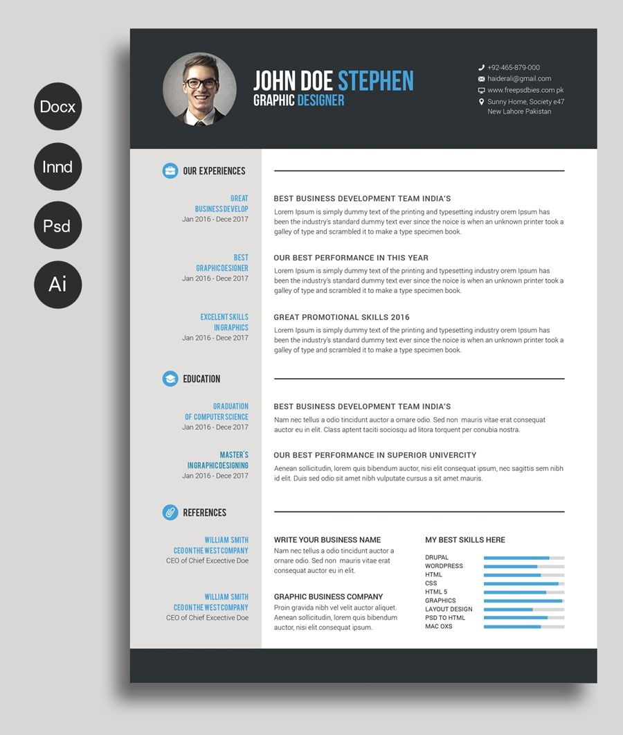 Free Ms.word Resume And Cv Template | Collateral Design | Free - Free Printable Resume Templates Microsoft Word
