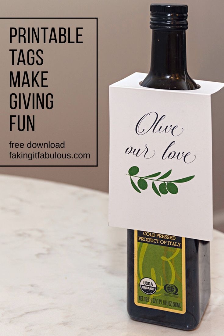 Free Olive Oil Gift Tags. Thank Your Teachers, Clients, And Friends - Free Printable Olive Oil Labels