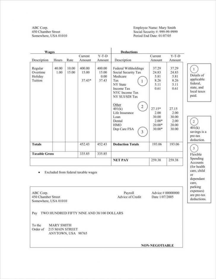 Free Paycheck/ Pay Stub Templates Doc, Excel, Pdf Template Part