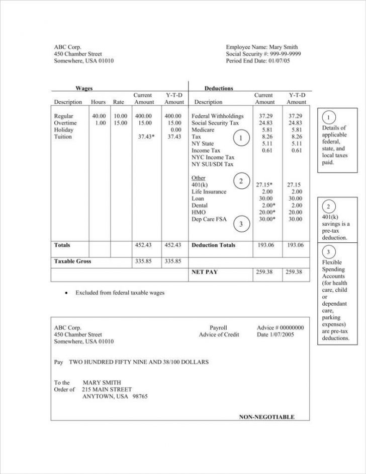 Free Paycheck/ Pay Stub Templates Doc Excel Pdf Template Part