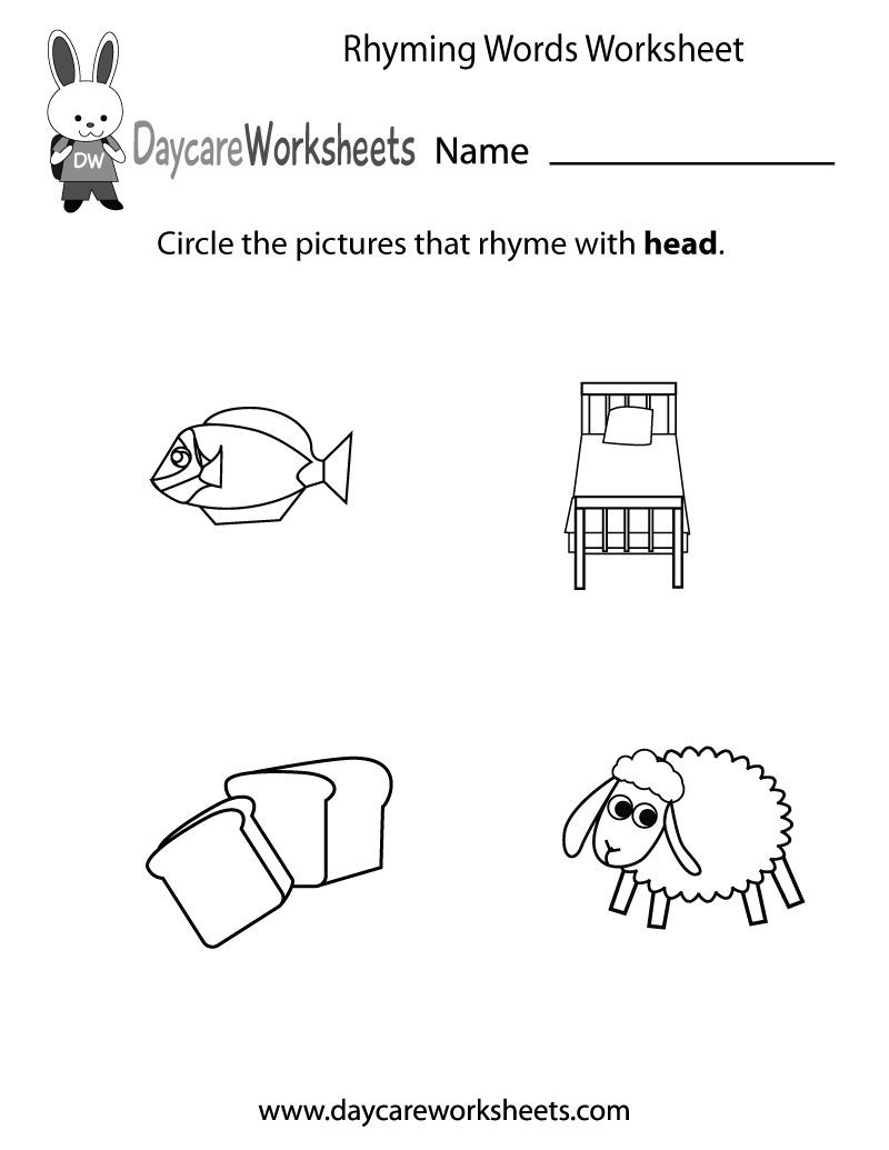 Free Preschool Rhyming Practice Worksheet - Free Printable Rhyming Activities For Kindergarten