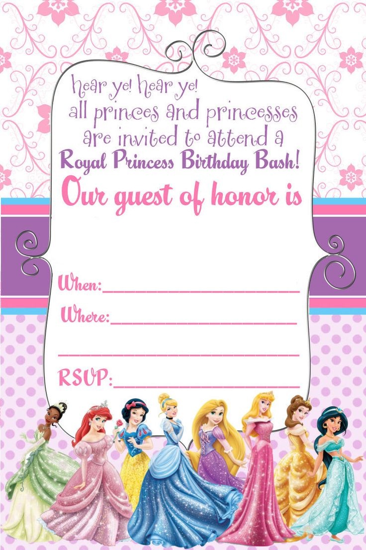 Free Princess Birthday Invitation Templates — Birthday Invitation - Free Princess Printable Invitations