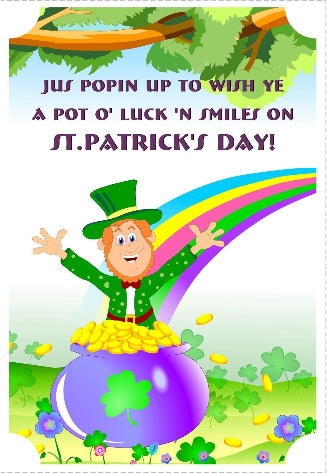 Free Printable A Pot Of Luck St Patrick&amp;#039;s Greeting Card | Printable - Free Printable St Patrick&amp;amp;#039;s Day Card