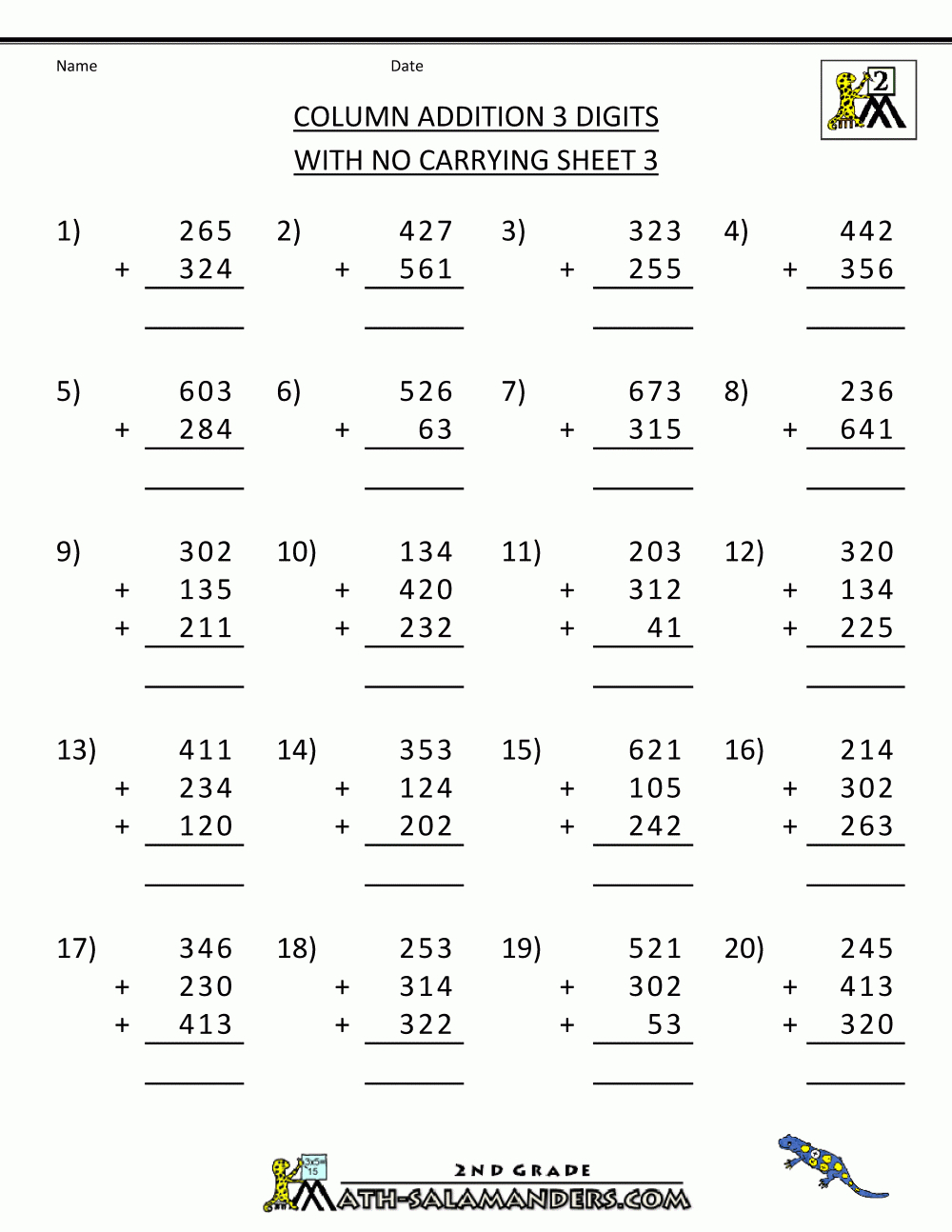 Free Printable Addition Worksheets 3 Digits - Free Printable Math Worksheets For 3Rd Grade