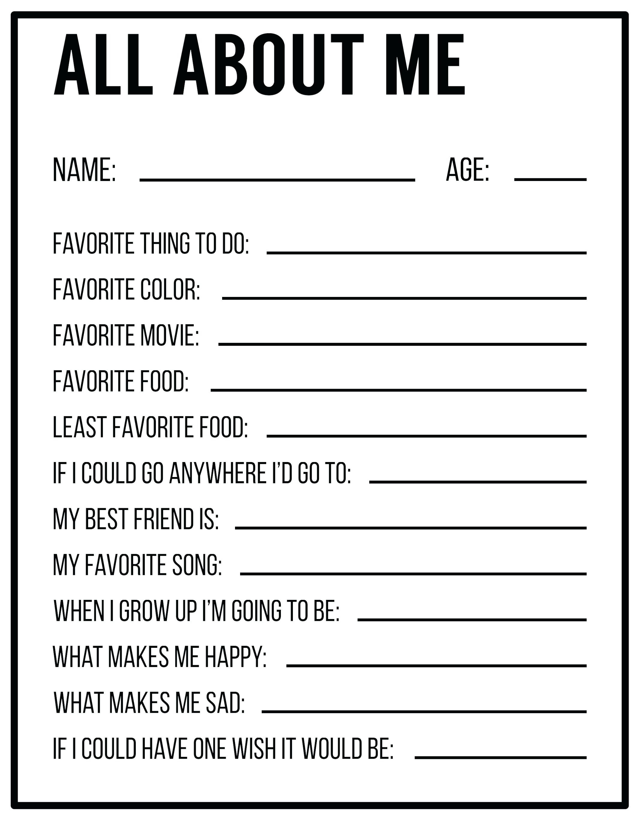 Free Printable All About Me Worksheet Back To School Worksheet All - Free Printable Worksheets For 1St Grade Language Arts