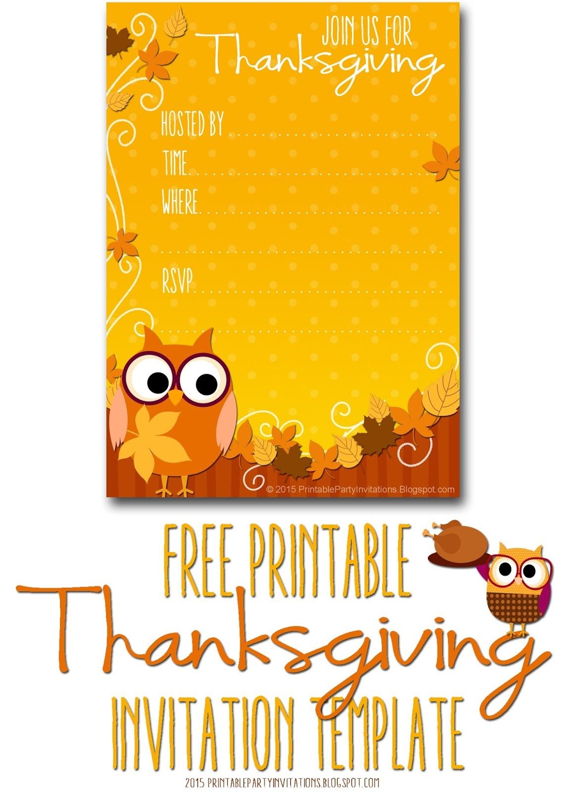 Free Printable Thanksgiving Dinner Invitation Templates Free Printable