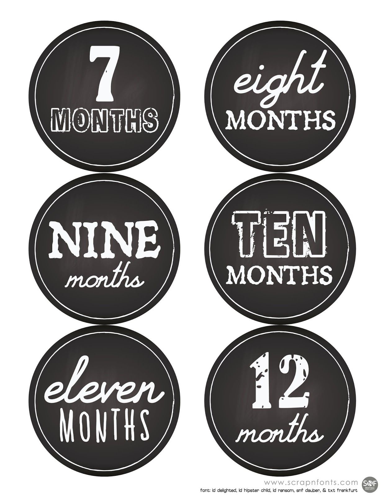 Free Printable Babies First Year Sticker Labels Or Use It To Count - Free Printable Baby Month Stickers