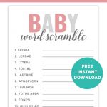 Free Printable Baby Shower Games. Download Fun Printable Baby Shower   Free Printable Baby Shower Word Scramble