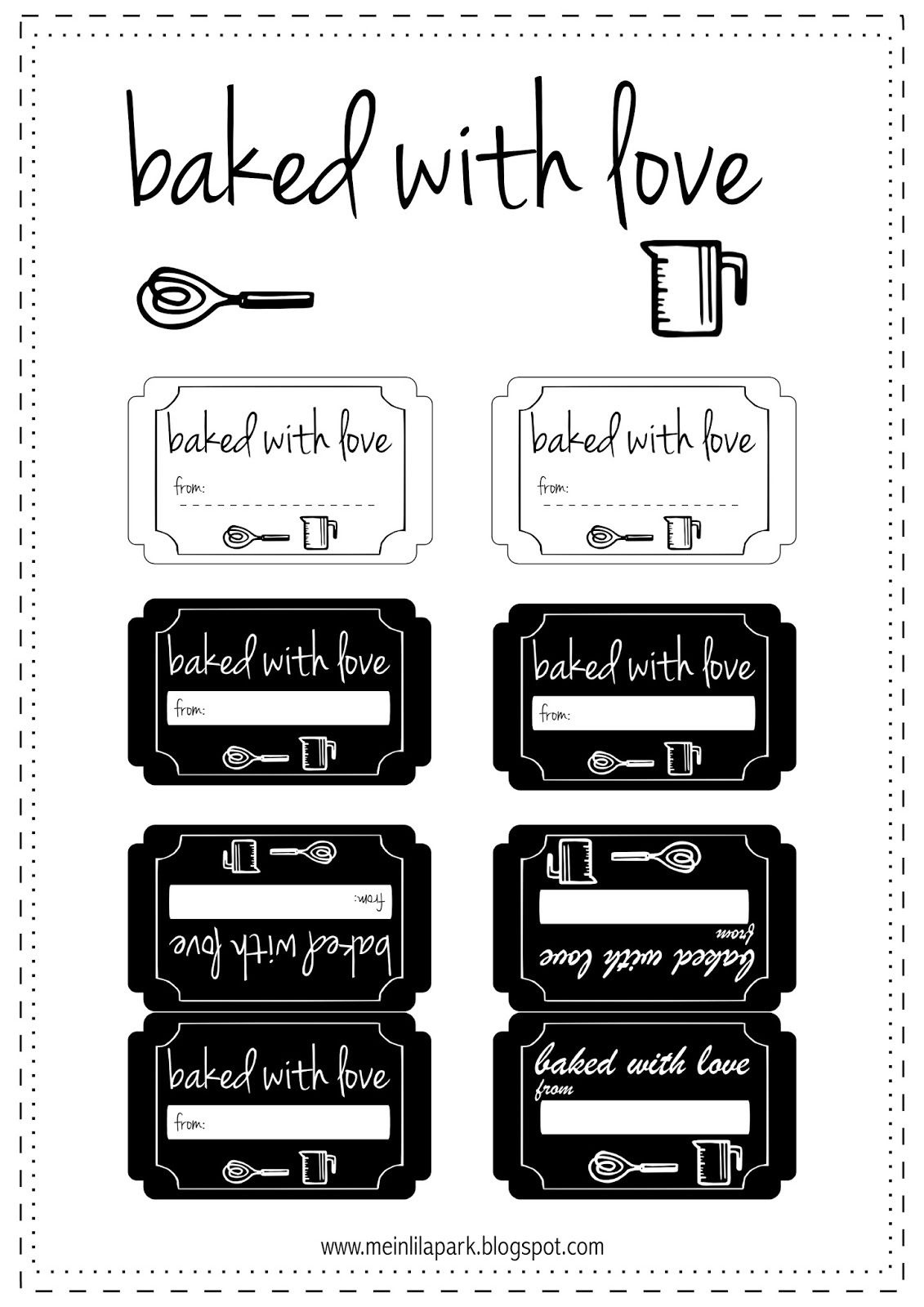 Free Printable Baked With Love Tags - Ausdruckbare Etiketten - Free Printable Baking Labels