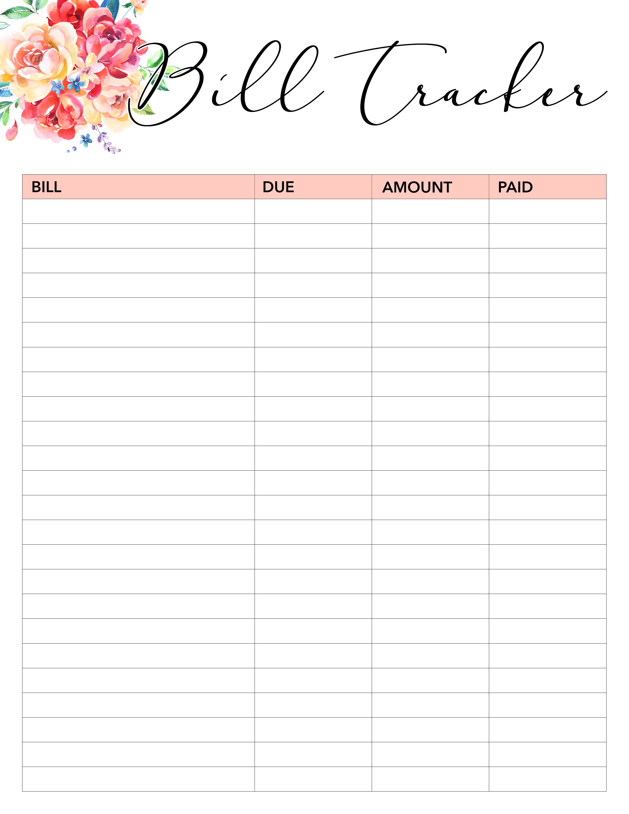 Free Printable Bill Tracker 74 Images In Collection Page 1 Free Printable Bill Tracker 4606