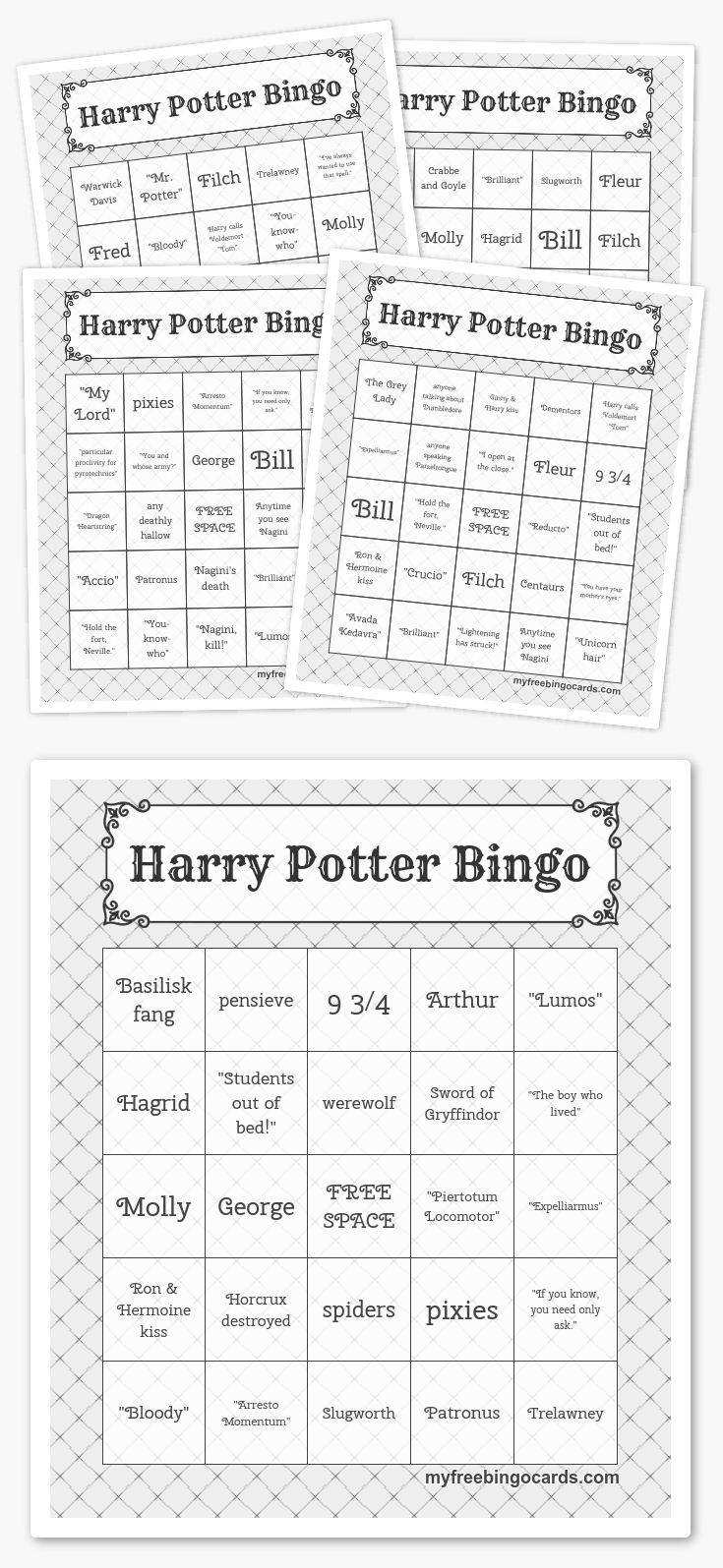 Free Printable Bingo Cards In 2019 | Harry Potter Parties | Harry - Free Printable Recovery Games