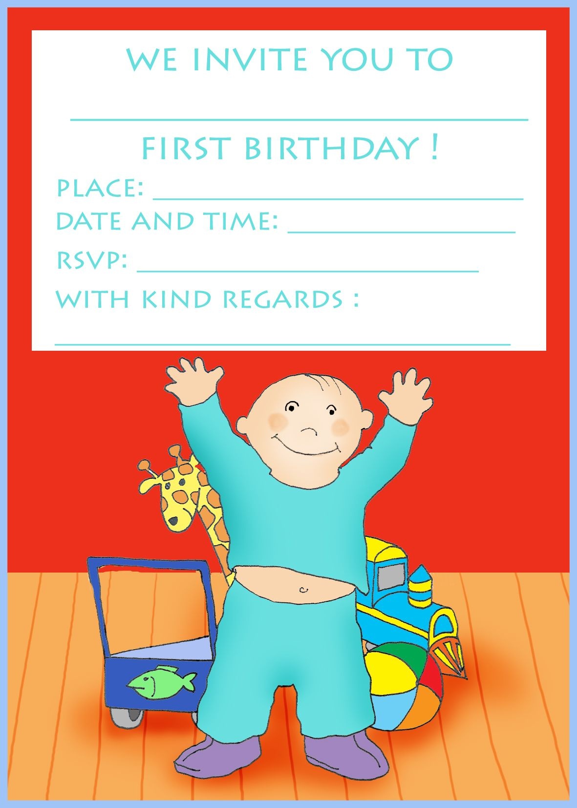 Free Printable Birthday Cards Boy Happy With Toys | Kids Party Food - Free Printable Kids Birthday Cards Boys
