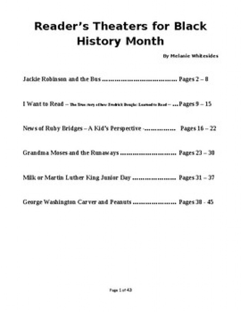 Free Printable Black History Skits And Plays For Church