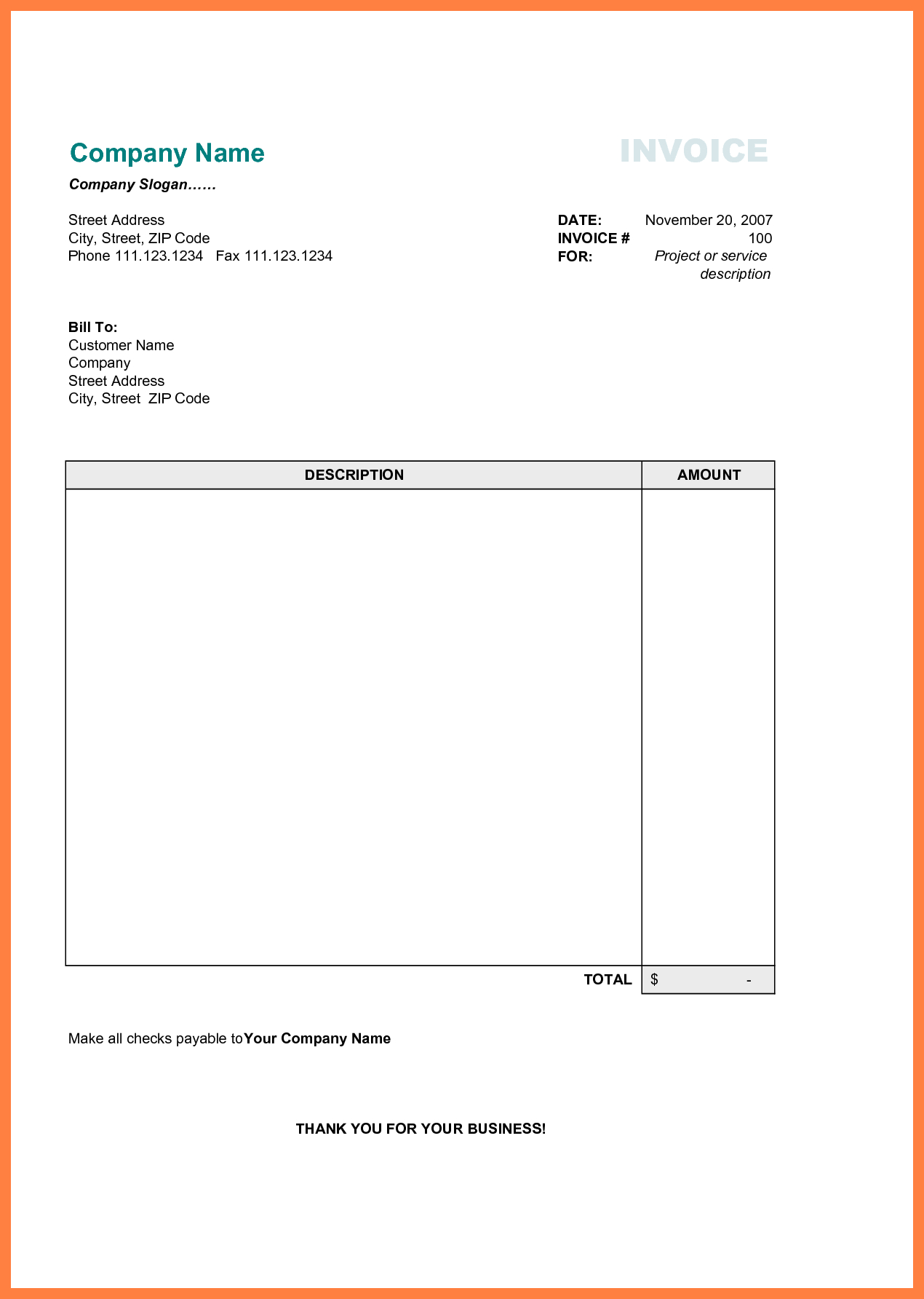 Free Printable Catering Invoice Template Free Printable 2093