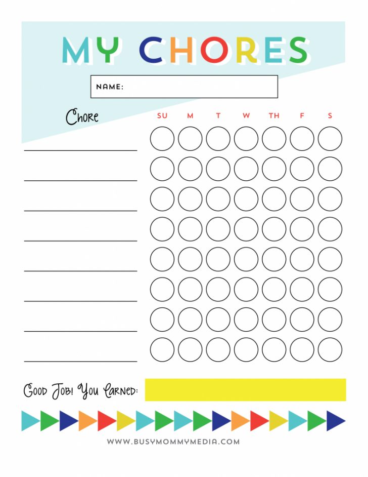 Free Printable Chore Charts For 7 Year Olds