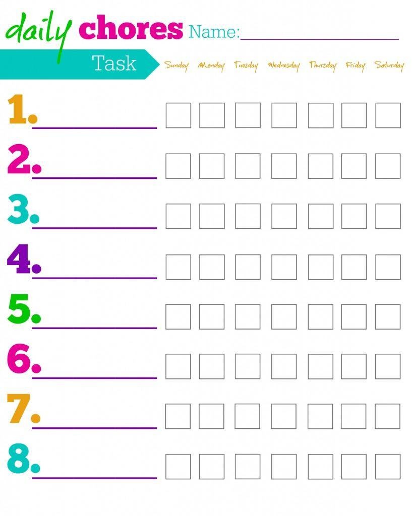 Free Printable Chore Charts For Kids + Ideasage - Free Printable Chore Charts For Kids With Pictures