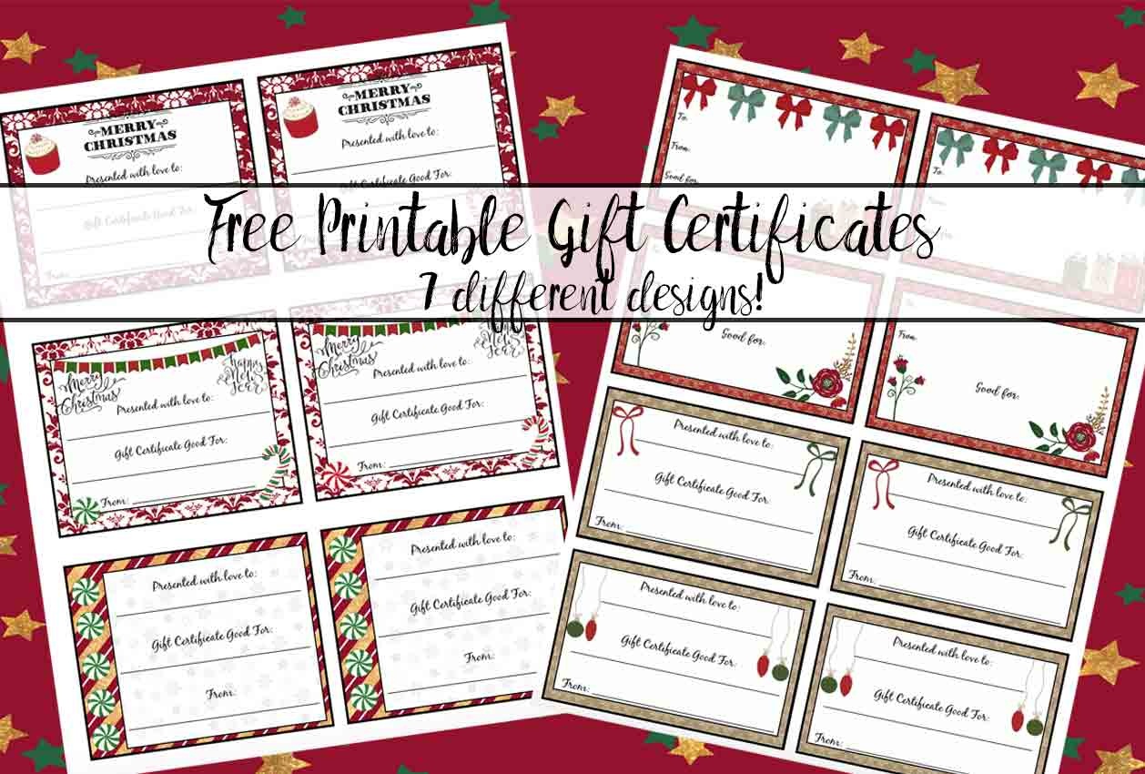 Free Printable Christmas Gift Certificates: 7 Designs, Pick Your - Free Printable Christmas Gift Cards