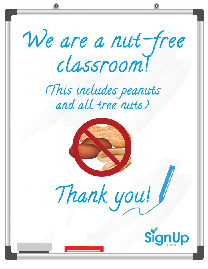 Printable Peanut Free Classroom Signs