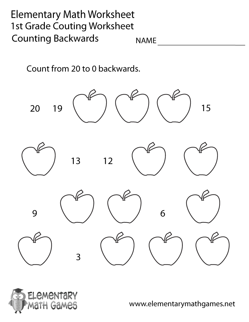Free Printable Counting Backwards Worksheet For First Grade - Free Printable First Grade Math Worksheets
