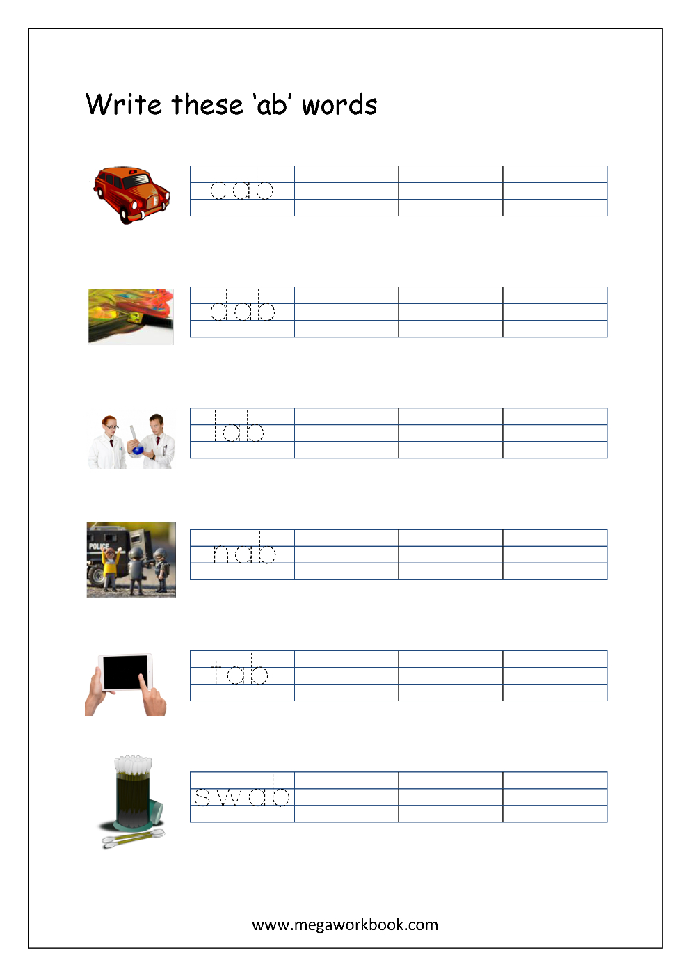 Free Printable Cvc Words Writing Worksheets For Kids - Three Letter - Cvc Words Worksheets Free Printable