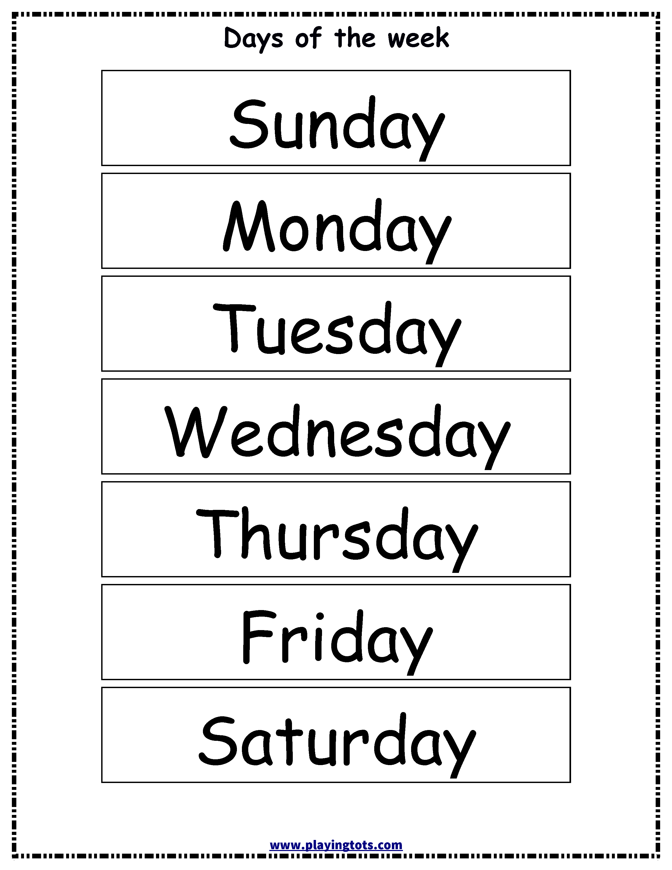 Free Printable Days Of The Week Chart | Classroom Ideas | Learning - Free Printable Days Of The Week