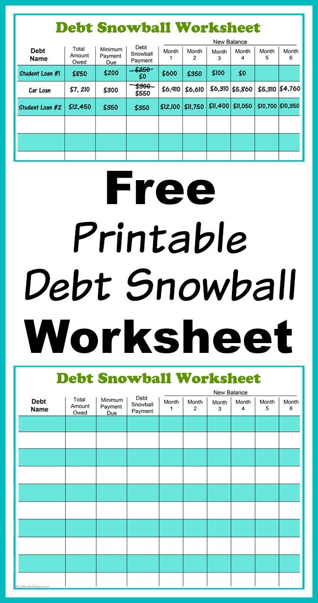 Free Printable Debt Snowball Worksheet | Living Frugally - Money - Free Printable Debt Snowball Worksheet