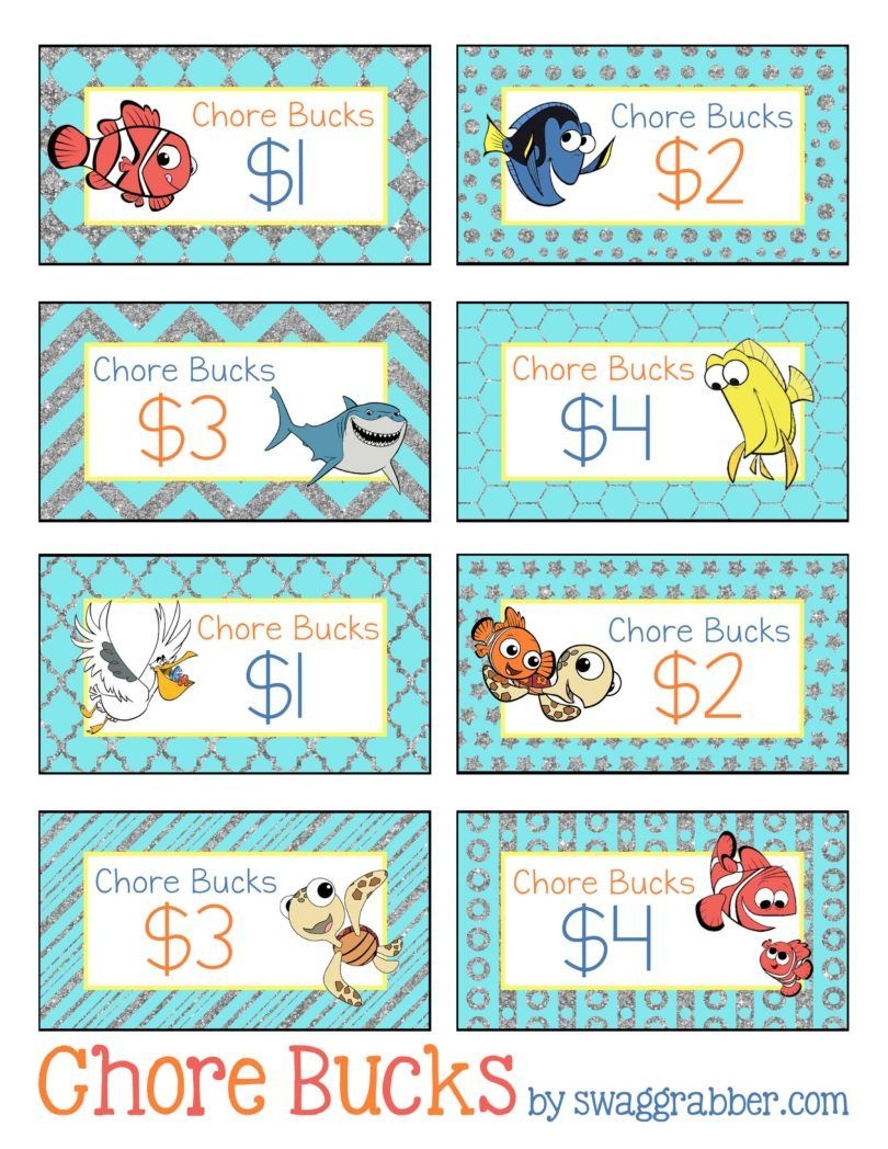 Free Printable Disney Finding Nemo Chore Bucks | All About The - Free Printable Chore Bucks