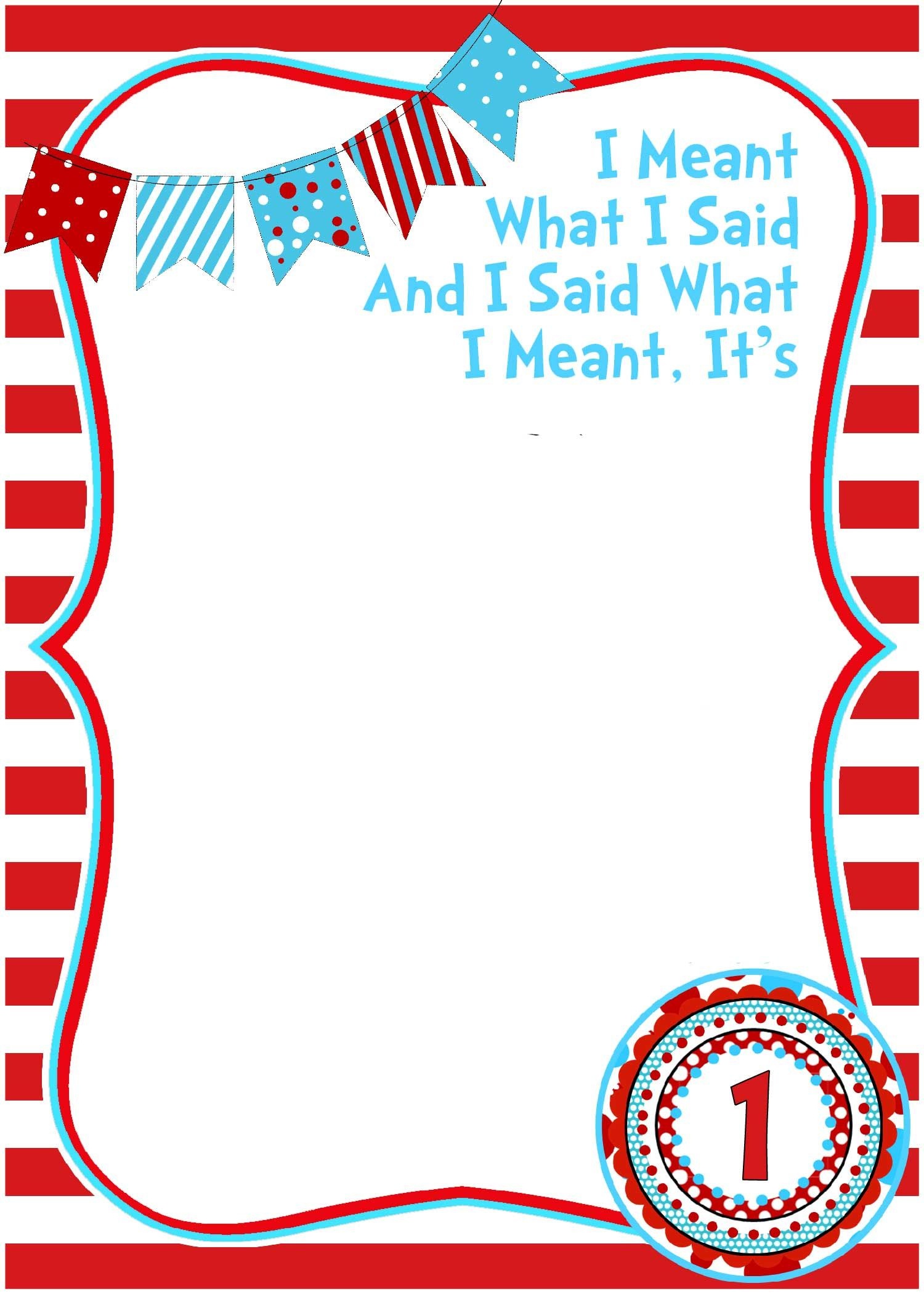 Free Printable Dr Seuss Birthday Invitations | Free Printable - Dr Seuss Free Printable Templates