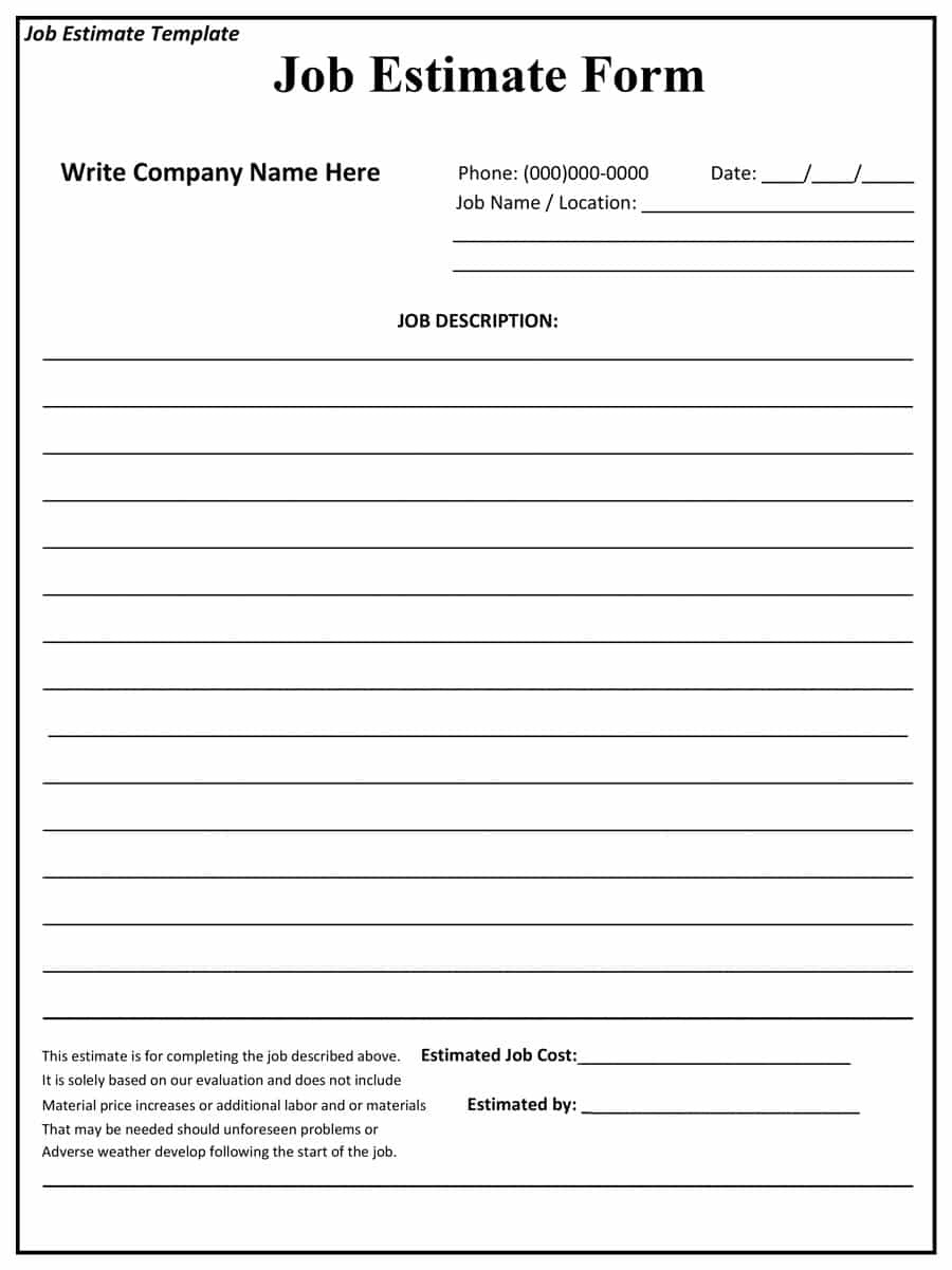 Free Printable Estimate Forms | Ellipsis - Free Printable Will Papers