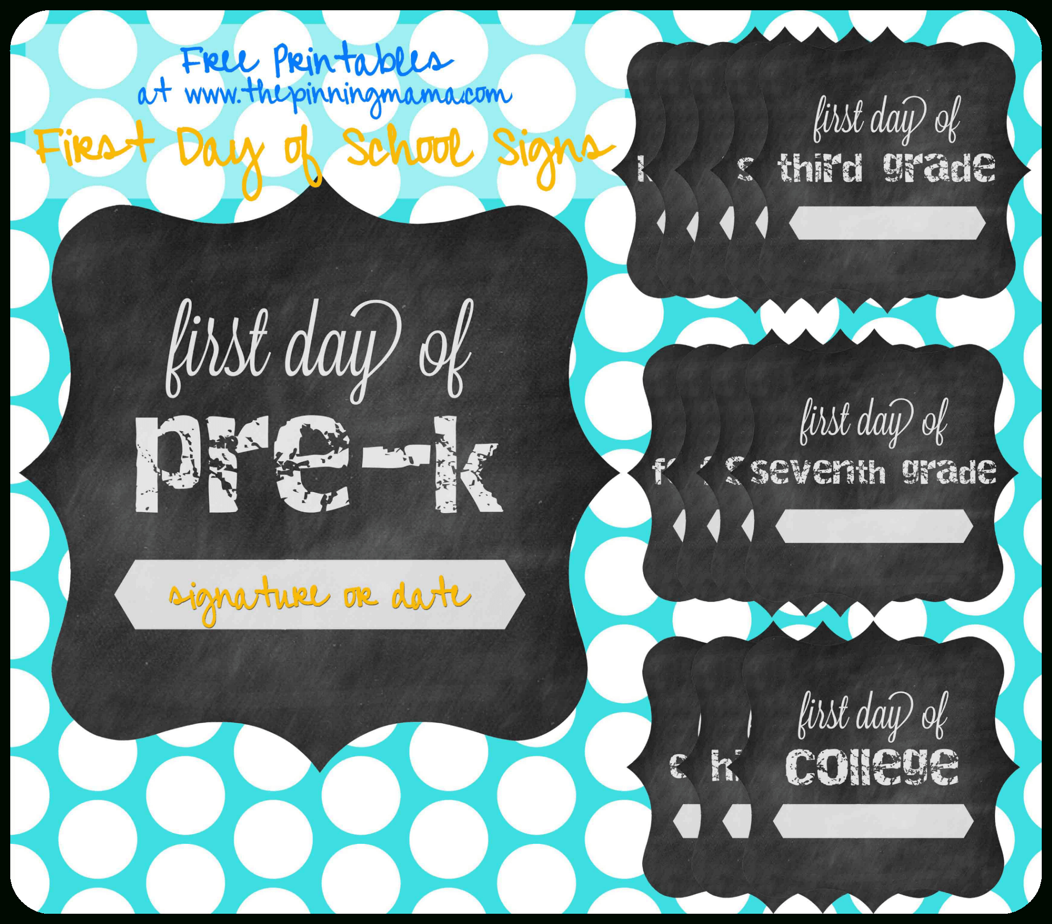 Free Printable} First Day Of School Chalkboard Sign • The Pinning Mama - First Day Of School Printable Free