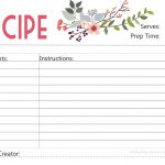 Free Printable : Floral Recipe Card   Free Printable Photo Cards 4X6