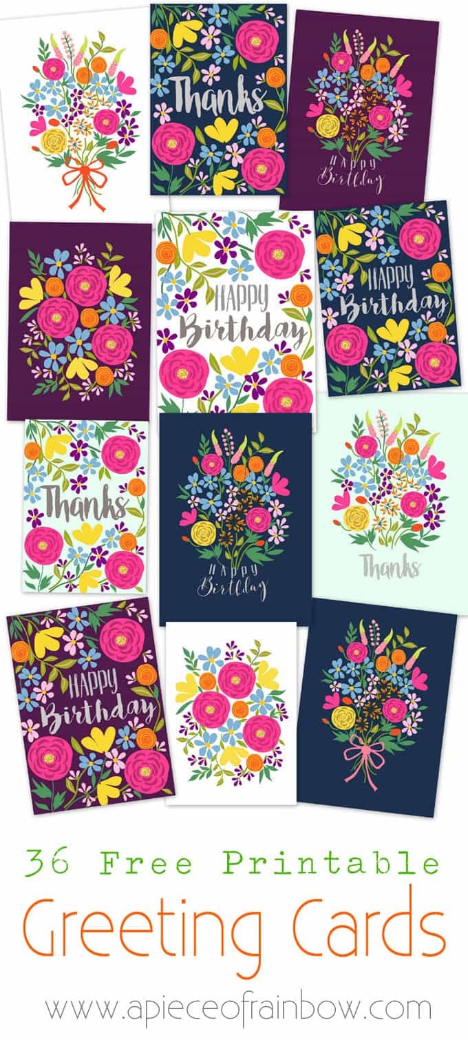 Free Printable Flower Greeting Cards - A Piece Of Rainbow - Free Printable Picture Cards