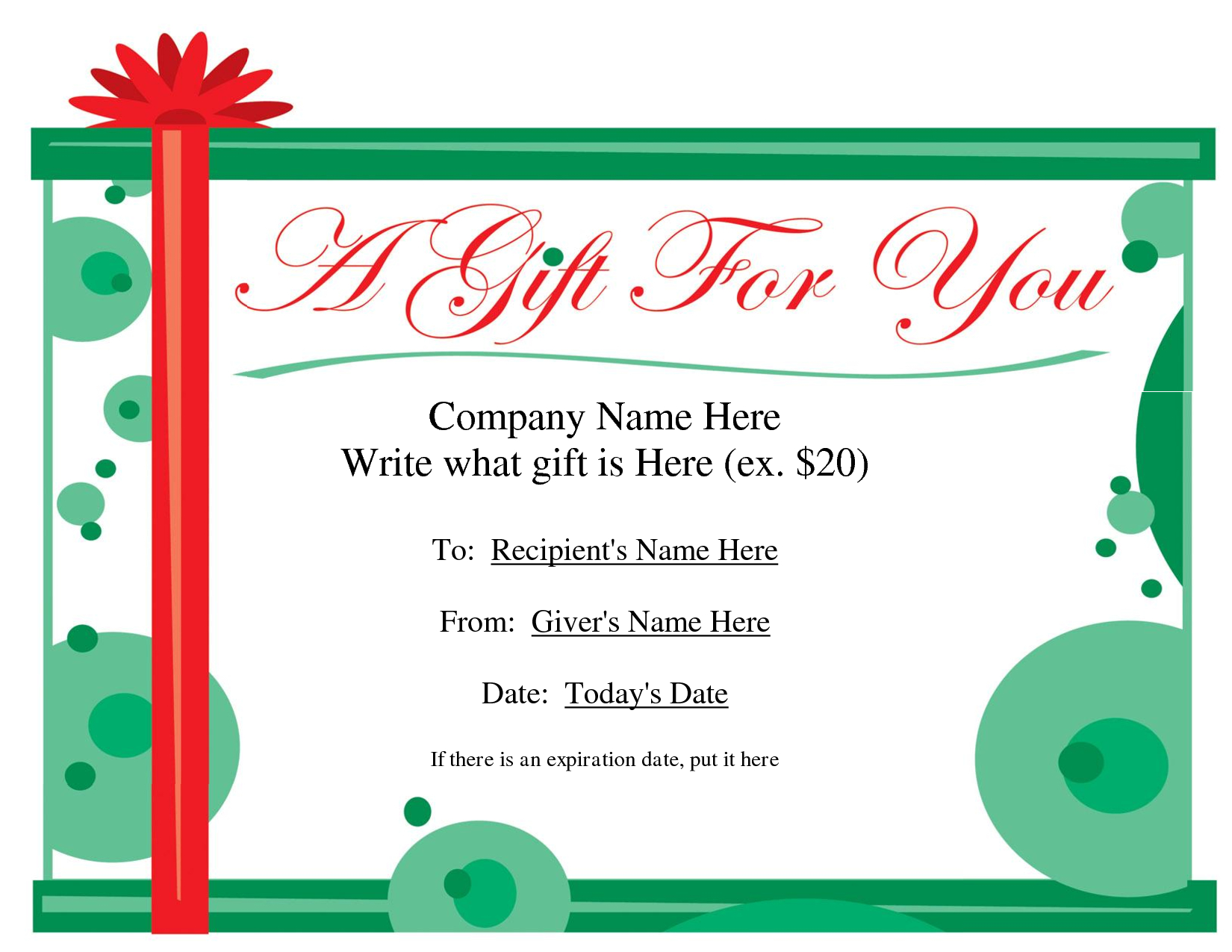 Free Printable Gift Certificate Template | Free Christmas Gift - Free Printable Tattoo Gift Certificates