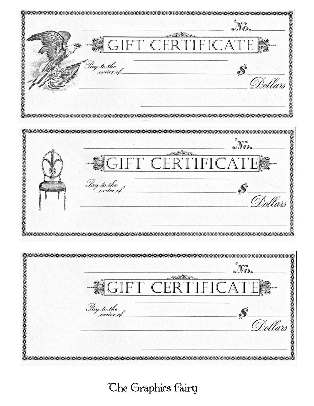 Free Printable - Gift Certificates - The Graphics Fairy - Free Printable Gift Coupons