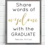 Free Printable Graduation Sign With The Purchase Of Words Of Wisdom   Cards Sign Free Printable