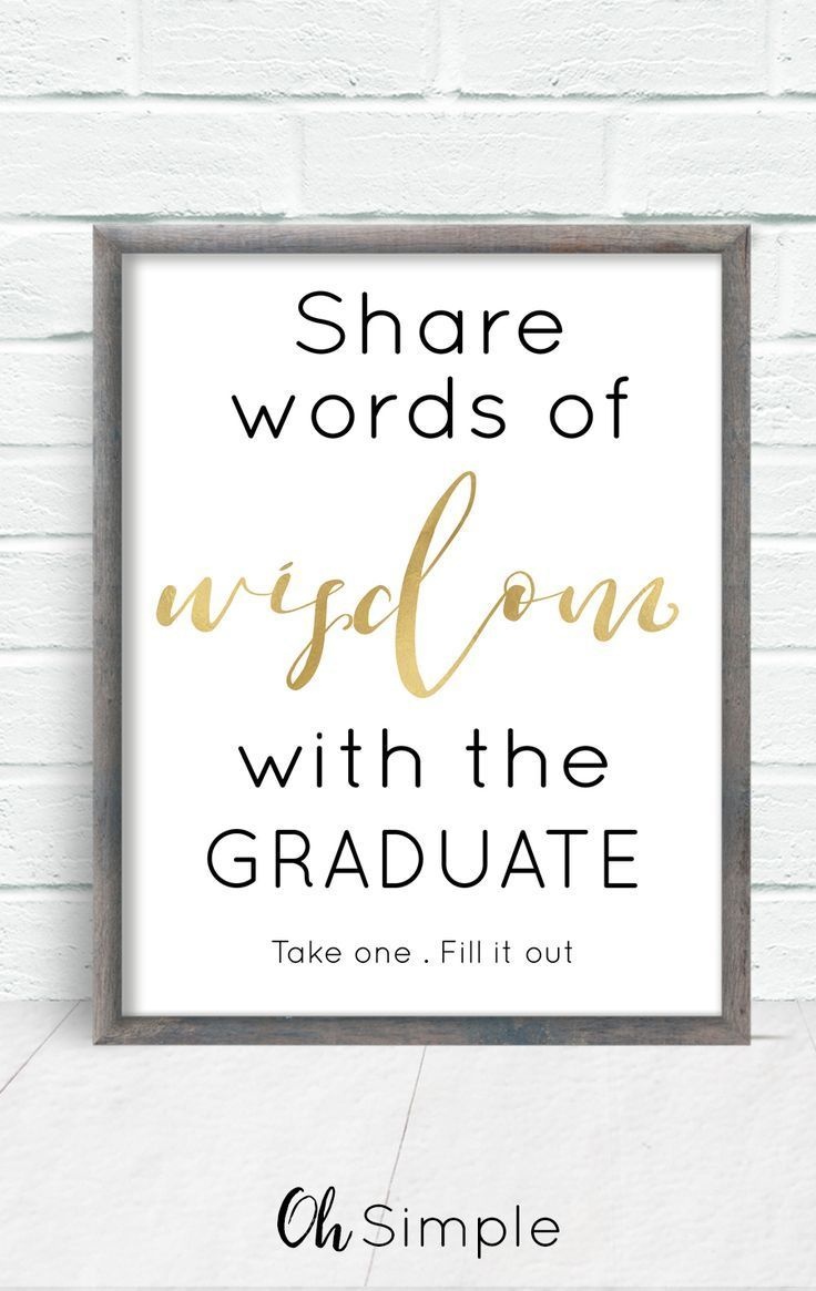 Free Printable Graduation Sign With The Purchase Of Words Of Wisdom - Free Printable Graduation Advice Cards