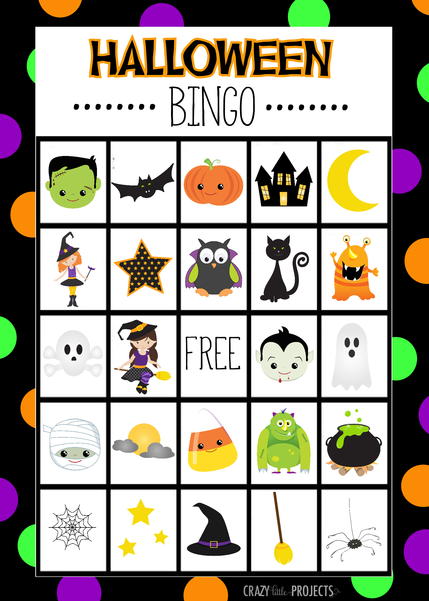 Free Printable Halloween Bingo Cardscrazy Little Projects - Free Printable Halloween Party Games