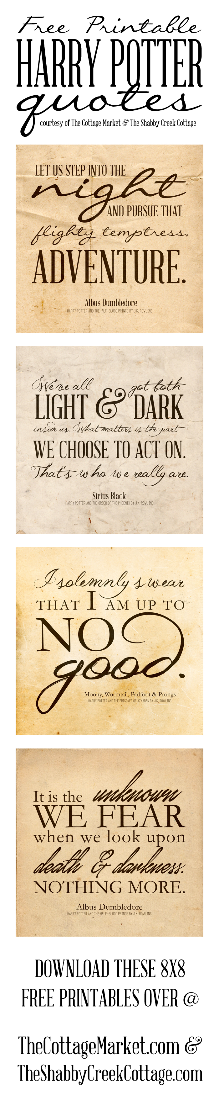 Free Printable Harry Potter Quotes | The Cottage Market - Free Printable Harry Potter Pictures