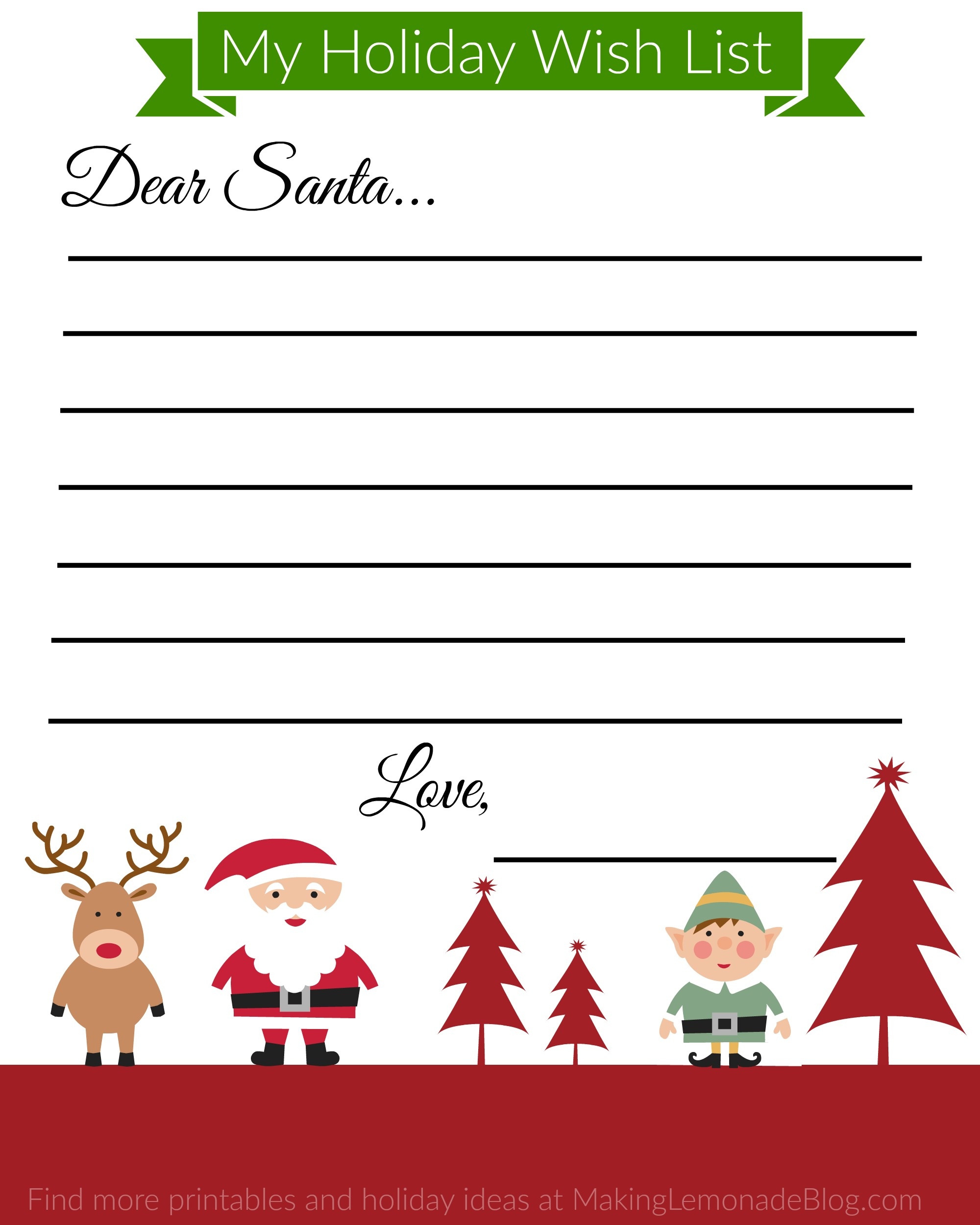 Free Printable Holiday Wish List For Kids | Making Lemonade - Free Printable Christmas Wish List