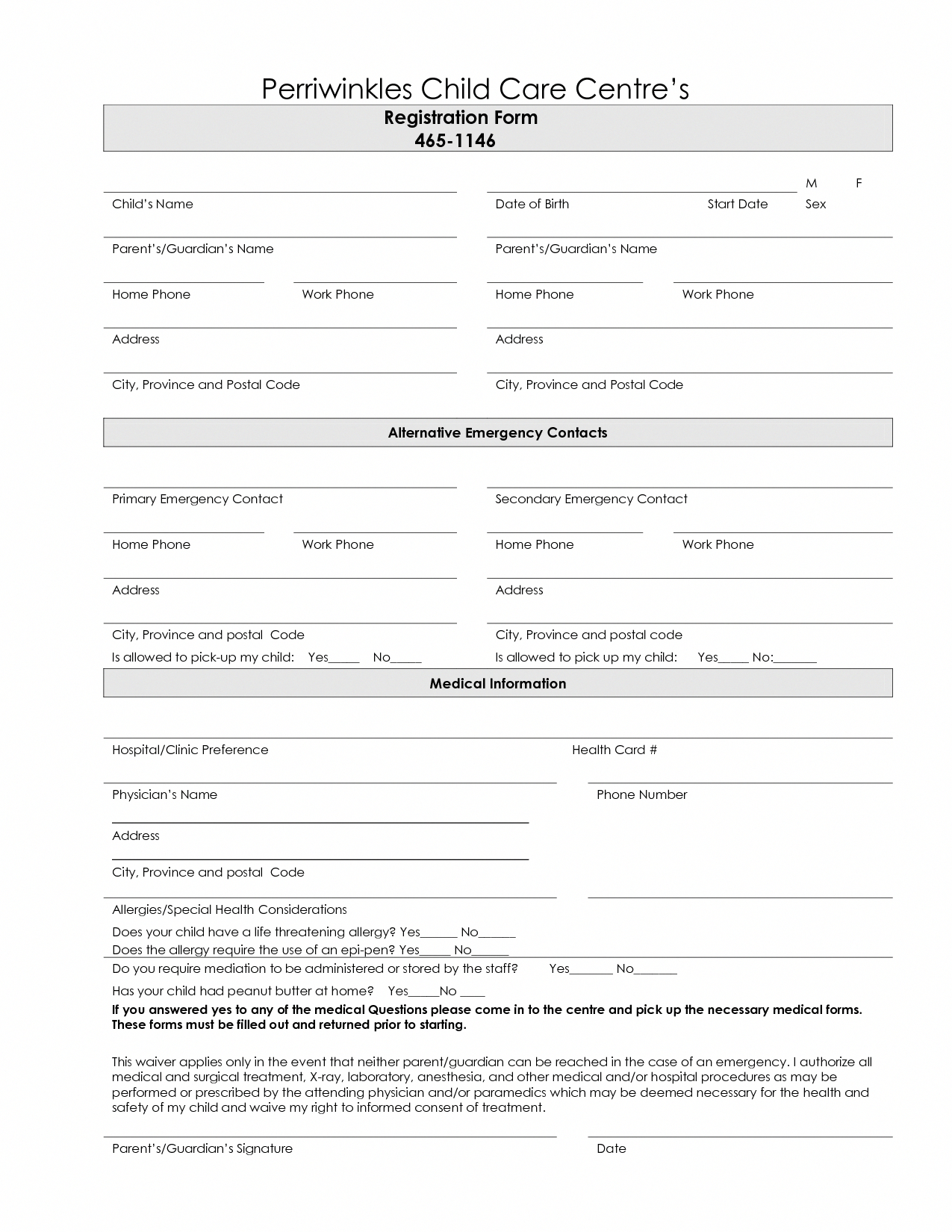Free Printable Home Daycare Forms - Tutlin.psstech.co - Free Printable Daycare Forms